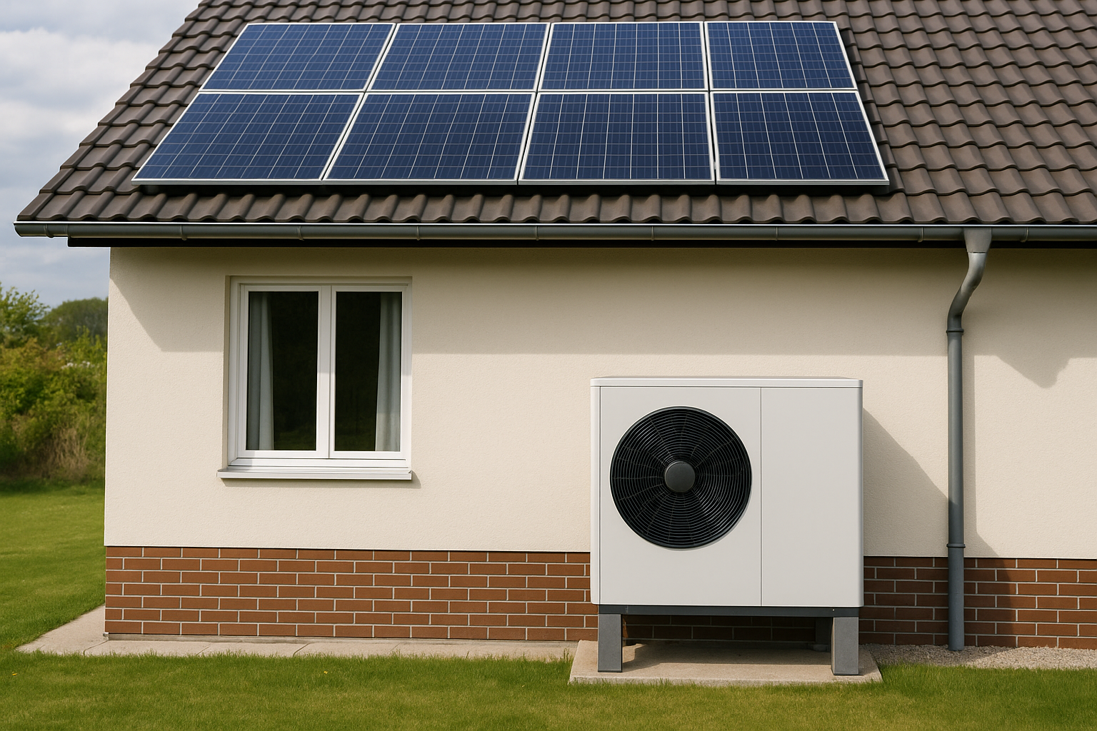 Haus mit PV und Wärmepumpe